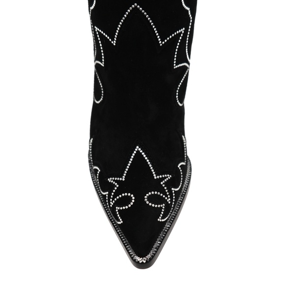 Christian Louboutin Boots Santia Botta Strass 85 Black Suede Size 39.5 US New - Picture 6 of 9